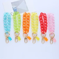 keychain fashion retro color jelly thick chain small fresh resin creative bracelet bag car accessories