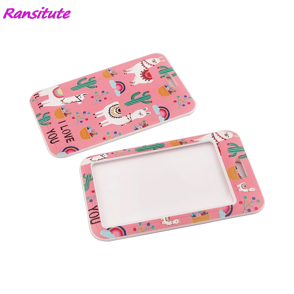 Ransitute R1624 Kawaii розовый Альпака держатель ИД студента с завязками на шее Мобильный