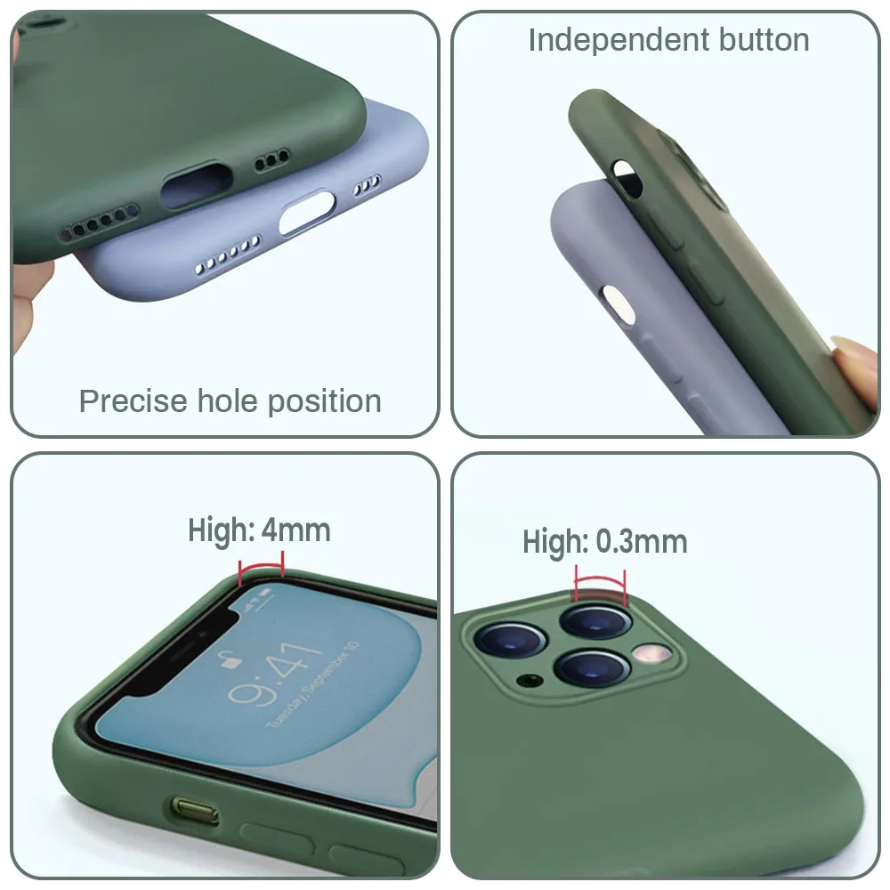 

TOMTIF Solid Liquid Silicone Phone Case Pink For iPhone 12 Pro Max 11 X Xs Xr 7 8 Plus Case Cover Protective For iPhone 11 Pro