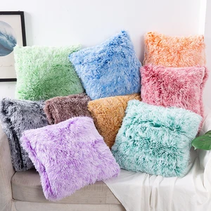 Living Room Sofa Decorative Fluffy Cushion Cover 43x43 Soft Fur Plush Shaggy Cushion Cover Pillow Case Home Decor Pillow Covers