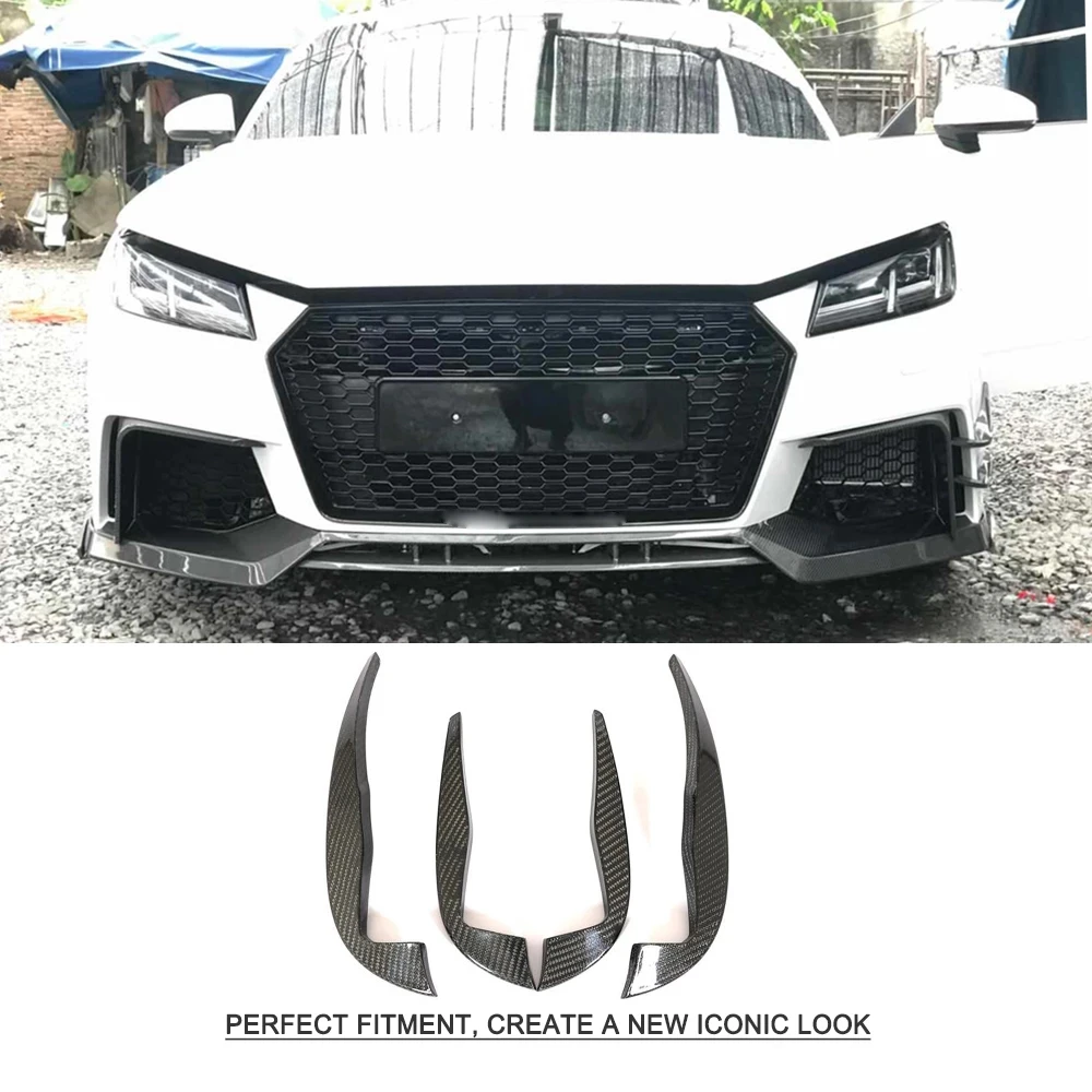 

For Audi TT RS Bumper wind knife Carbon Fiber Front Bumper Air Vent Fender Trims Canards Fins Decoration 2016 2017 2018