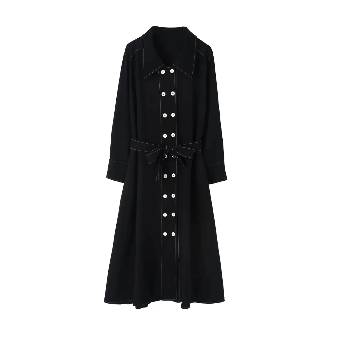 

Dress women spring autumn 2021 new long-sleeved black shirt long dress party dresses women 2020 Turn-down Collar