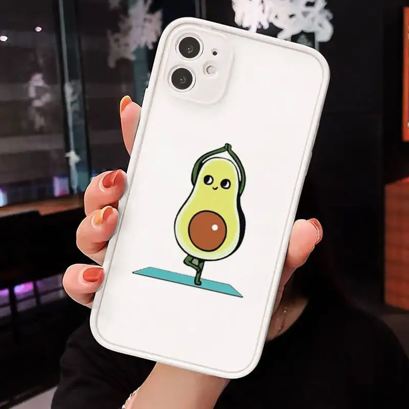 

Green Avocado funny cartoon fruit Phone Cases Matte Transparent for iPhone 7 8 11 12 s mini pro X XS XR MAX Plus cover funda