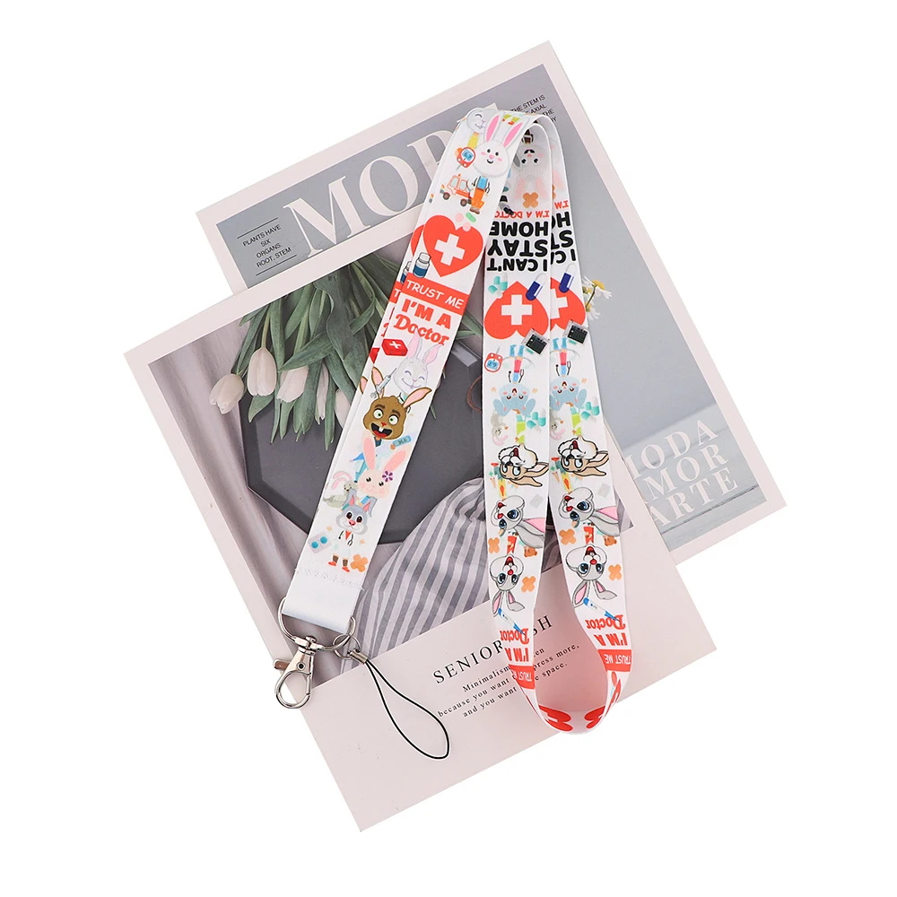 

20pcs/lot AD1088 Medical Cartoon Rabbit Doctor Nurse Lanyards for Key Neck Strap For Card Badge Lanyard Key Holder DIY Hang Rope