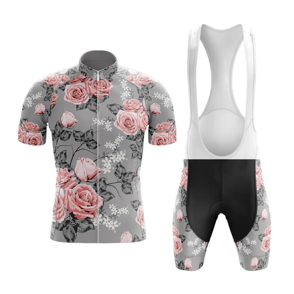 

2022 Exotic Rose Summer Ciclismo Masculino Cycling Bib Shorts Jersey Kit Men Gel Breathable Pad Maillot Ciclismo Bike Jersey Set