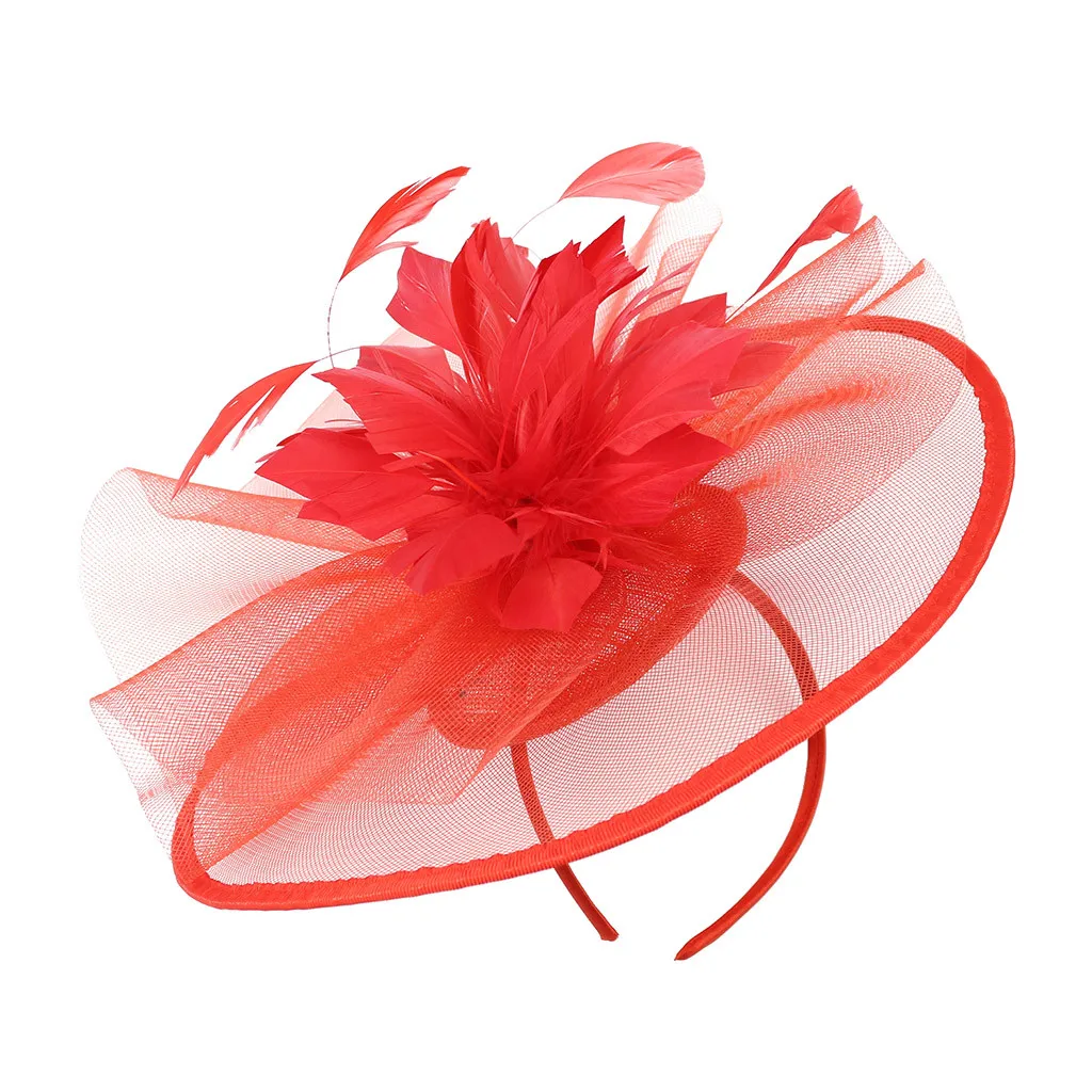 

1PC Hair Accessories Women Headbands gumki do wlosow opaska Feather Mesh Top Hat Festival Party Hairband #H