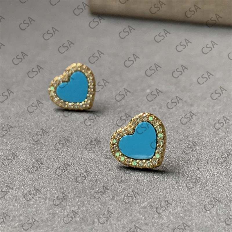 

S925 sterling silver lake blue love earrings low luxury retro high-end temperament sunshine holiday banquet gift female
