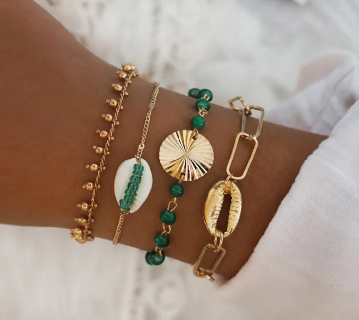 5/4 шт/комплект женские модные браслеты жемчужный лист ракушка сердце карта