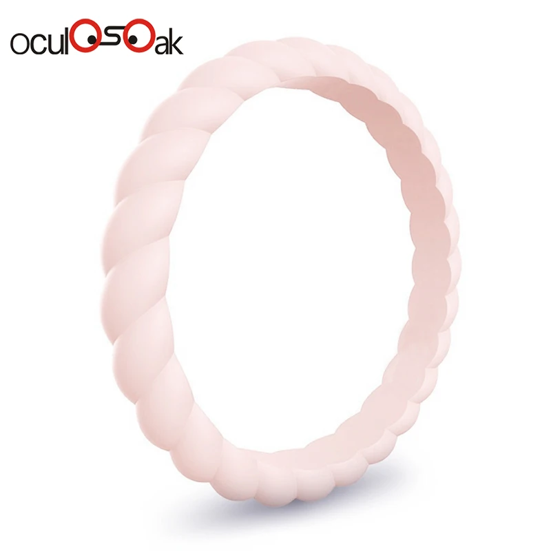 Hot Fashion 3mm Thin Braided Silicone Ring For Women Wedding Rings Sports Hypoallergenic Crossfit Flexible Rubber Finger Ring