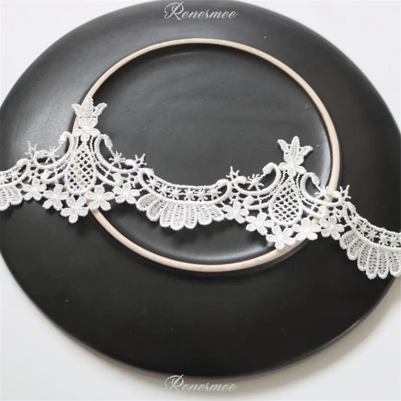 3 ярдов Новое поступление слоновая кость полиэстер ткань цветок Venise Венецианская