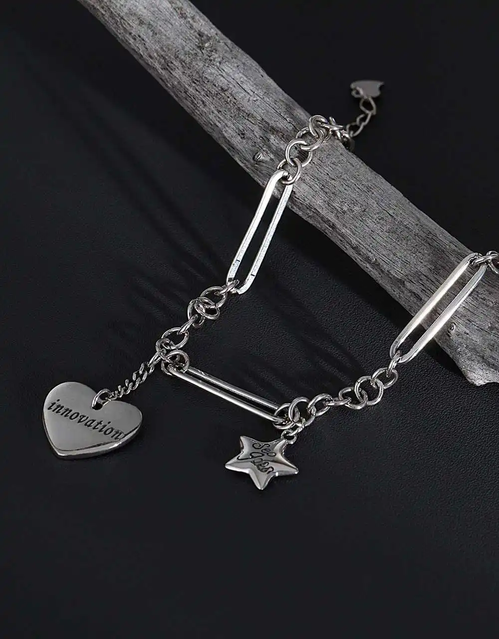 

S925 Sterling Women's Bracelet Silver Korean Design Five-pointed Star Love Simple Fashion Personality Bracelet silver bracelet