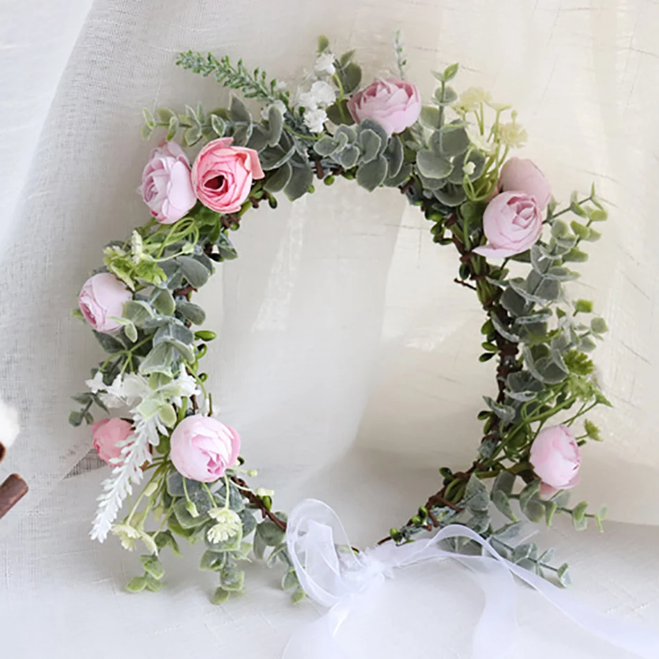 

Forest Flowers Rose Bridal Garland Headdress,Holiday Party Accessories,Wedding Photography Props, Wedding Hair Headband Supply