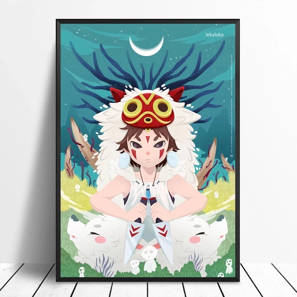

Home Decoration Wall Art Prints Canvas Painting Princess Mononoke Anime Nordic Style Poster Modular Pictures Bedside Background