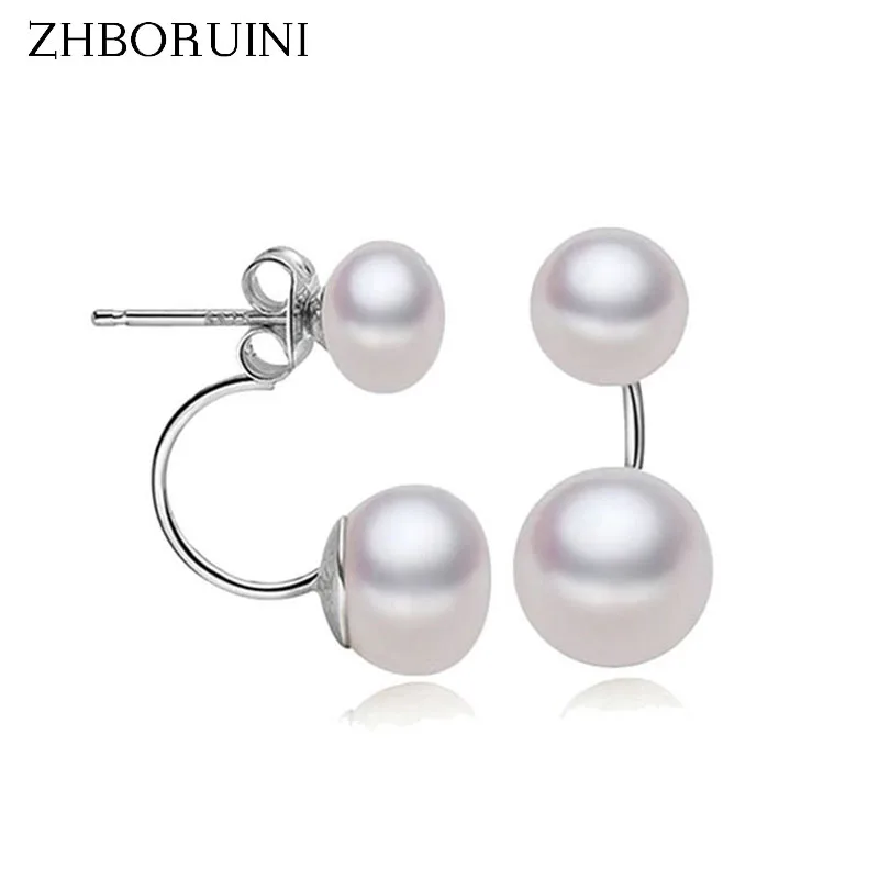 ZHBORUINI, модные жемчужные серьги, ювелирное изделие, Пресноводный Жемчуг, объемные жемчужные серьги, 925 пробы, Серебряные Двойные серьги, ювелирное изделие