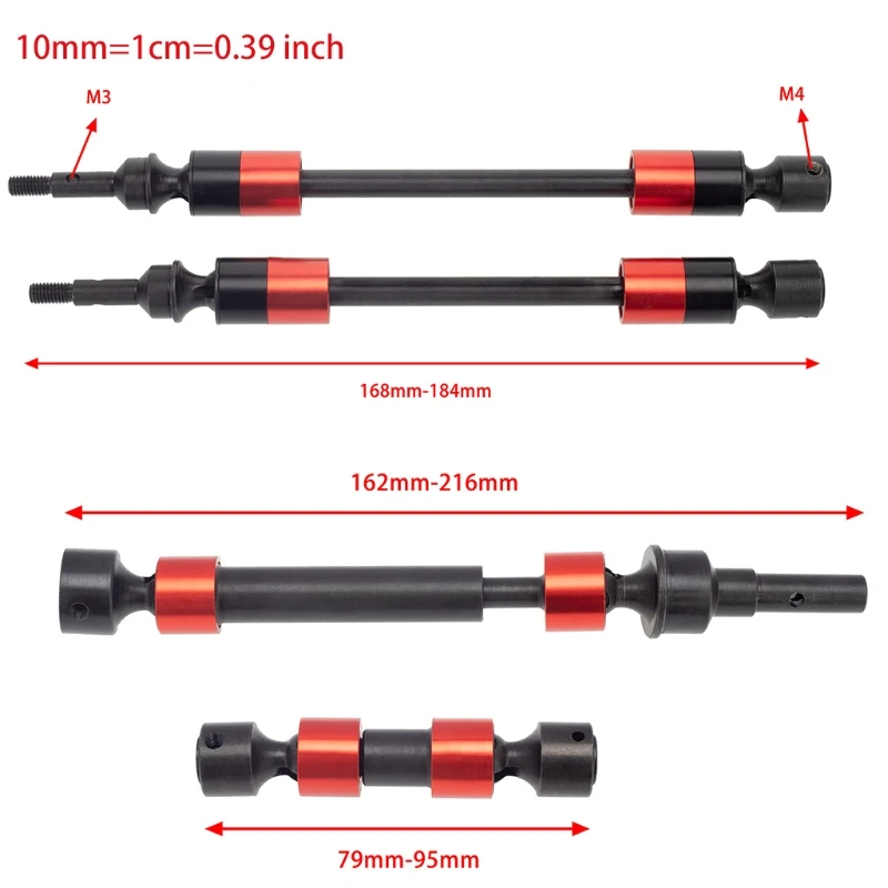 

50LE 5pcs Drive Shafts Front Rear Drive Shaft Cvd for Scx10 Cc01 D90 D110 Rc Crawler Car Accessory Parts