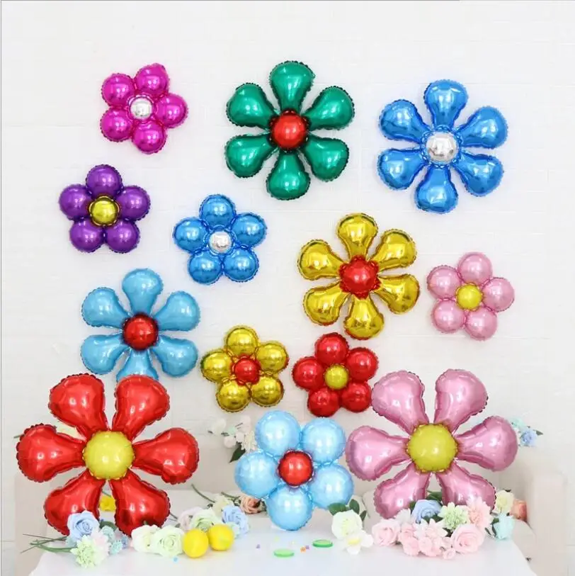 Новые цветы воздушные шары из алюминиевой фольги счастливые Свадебные украшения