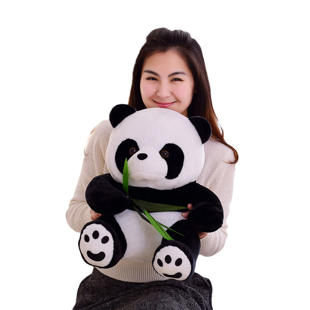 1PC Vivid Funny Panda with Bamboo Leaves Plush Toys Soft Cartoon Animal Black and White Stuffed Pendant Doll Kids Gifts | Игрушки и