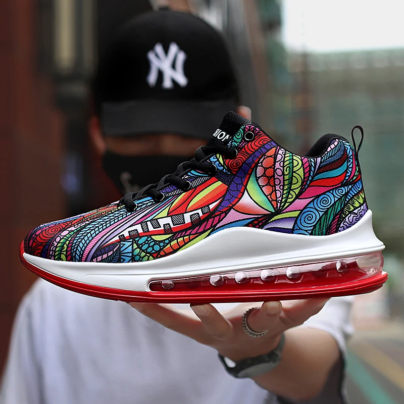 

Male Sneakers Air Cushion Net Cloth Sport Trainer Sneaker Men Outdoor Colorfull Anti-Slip Hard Wear Adult Footwear