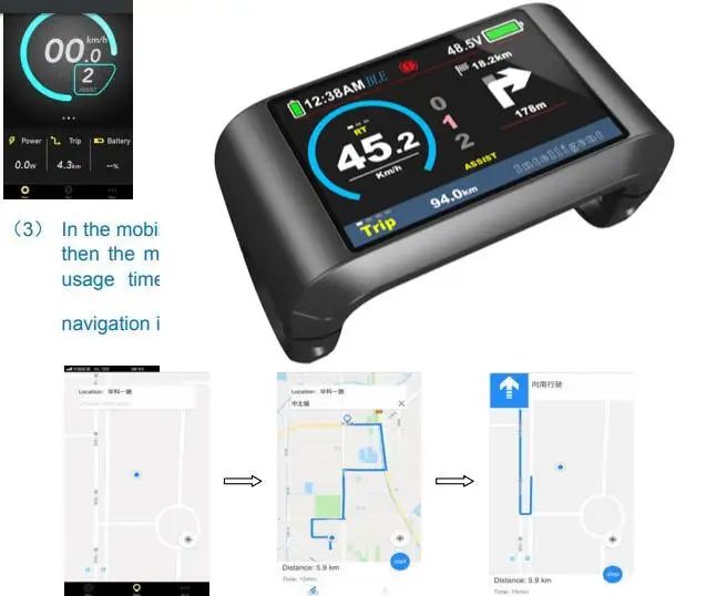 Электрический велосипед с Bluetooth 750C дисплеем для BAFANG BBS01B BBS02B BBS03B BBSHD средний привод