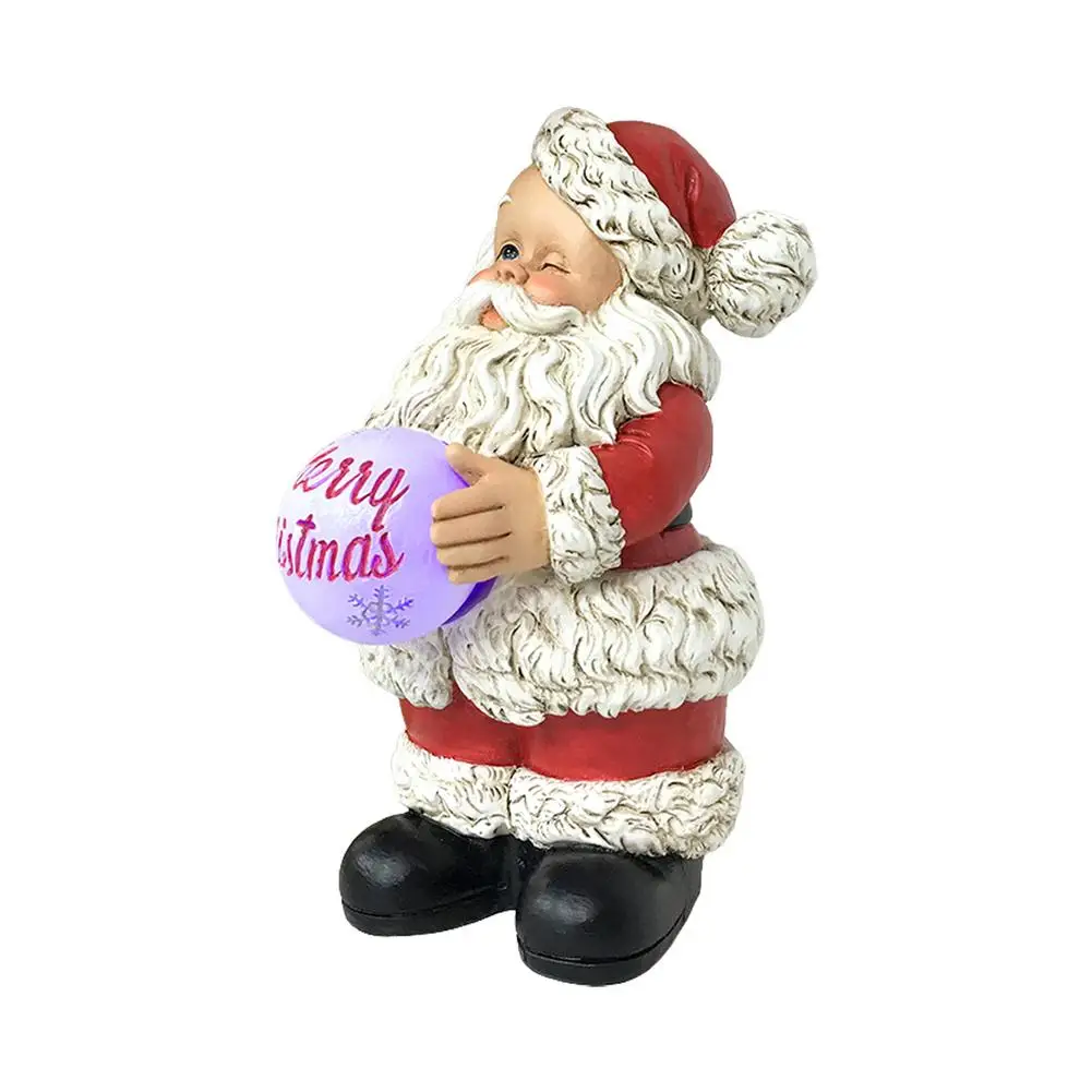 

Resin Santa Claus Figurine Hand Holding Light Cute Resin Santa Claus Ornament Decorative Small Christmas Santa Claus Statue Fo