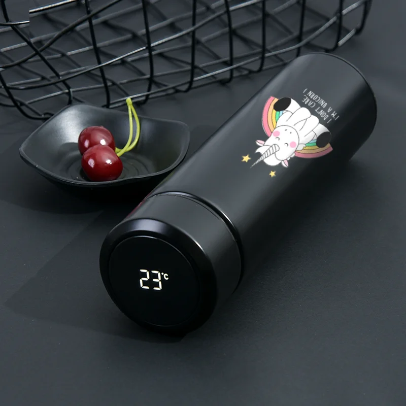 Unicorn 500ML Thermos Vacuum Flasks Temperature Display Stainless Steel Water Bottle Travel Coffee Tea Mug Cup Warm | Дом и сад