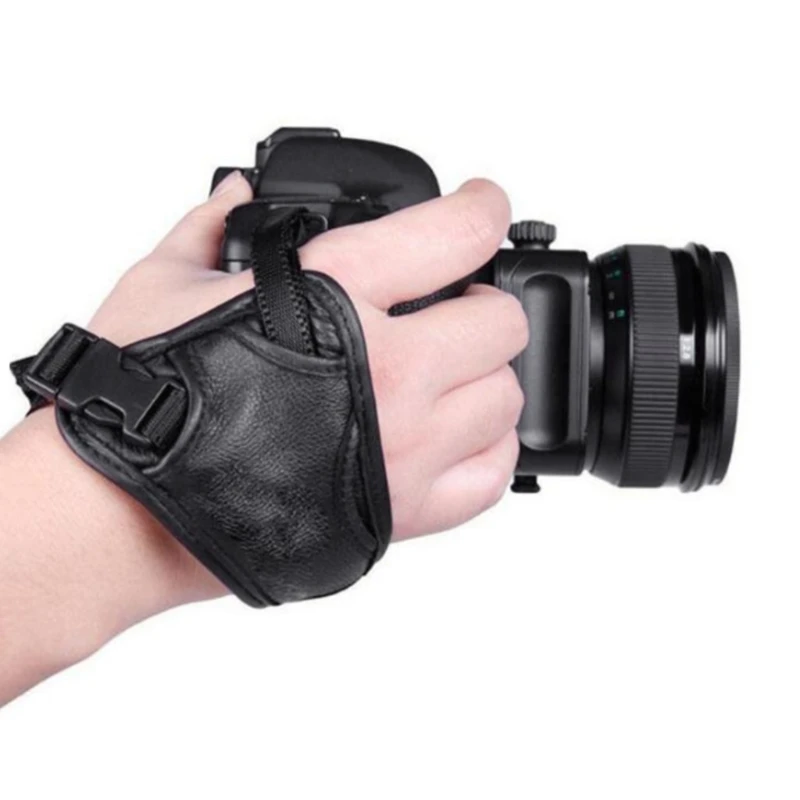 Camera Hand Strap Non-Slip Triangle Wrist Strap Universal PU Leather Grip Belt Padded Portable Stabilizer for Camera