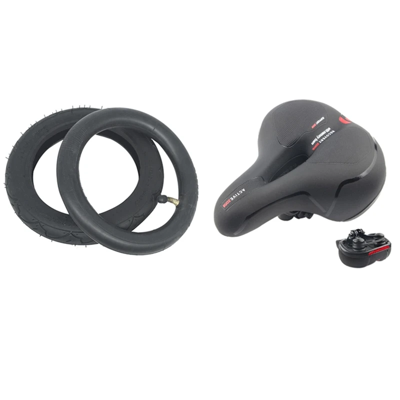 

Comfort Bike Seat,Wide Bicycle Saddle Replacement Memory Foam & 8 Inch Tyre 8X1 1/4 Scooter Tire & Inner Tube Set