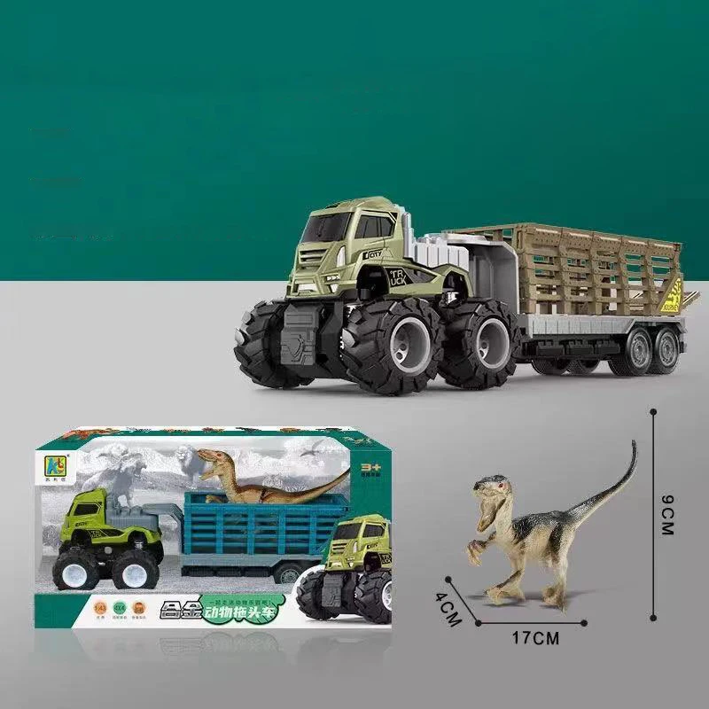 

1:43 Alloy Toy Car Model Four-Wheel Drive Inertial Trailer Animal Transporter Gift for Kids Children NSV