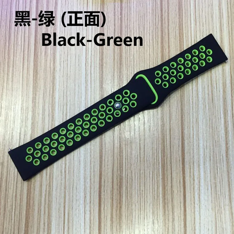 black green 22 мм 20 мм спортивный ремешок для samsung galaxy Watch 46 мм 42 мм gear S3 Frontier классический ремешок huami amazfit bip huawei GT 2 - Цвет ремешка: black green