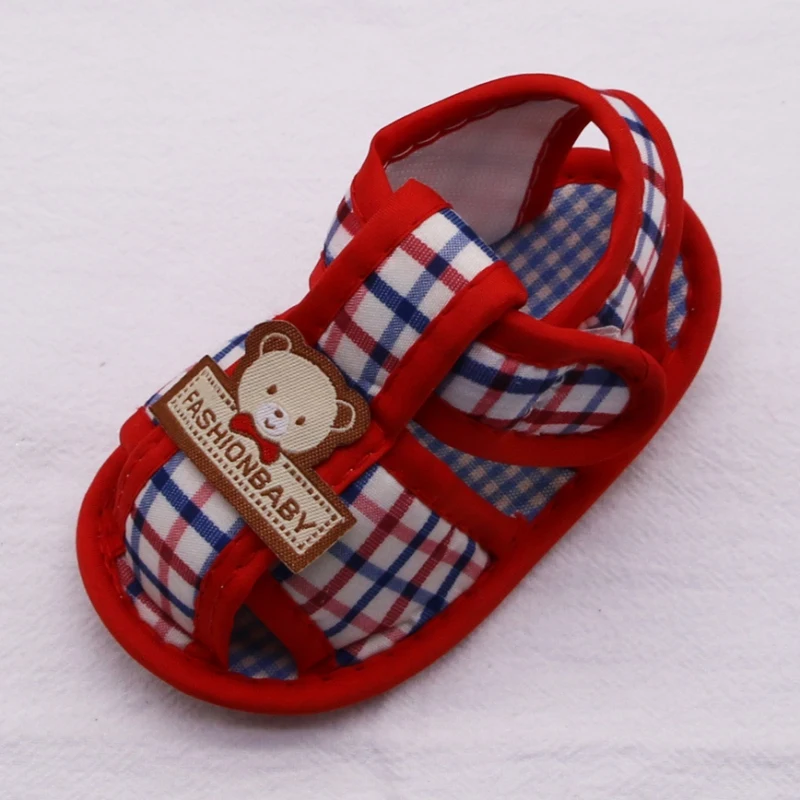 

Summer Newborn Toddler Kids Soft Sole Shoes New Baby Boy Girl First Walker Bear Pattern Hollow Sandals Cotton Infant Shoes