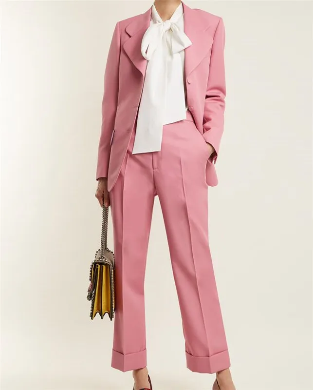 Женские деловые костюмы розовый пиджак и брюки Деловые женские брючные Офисная