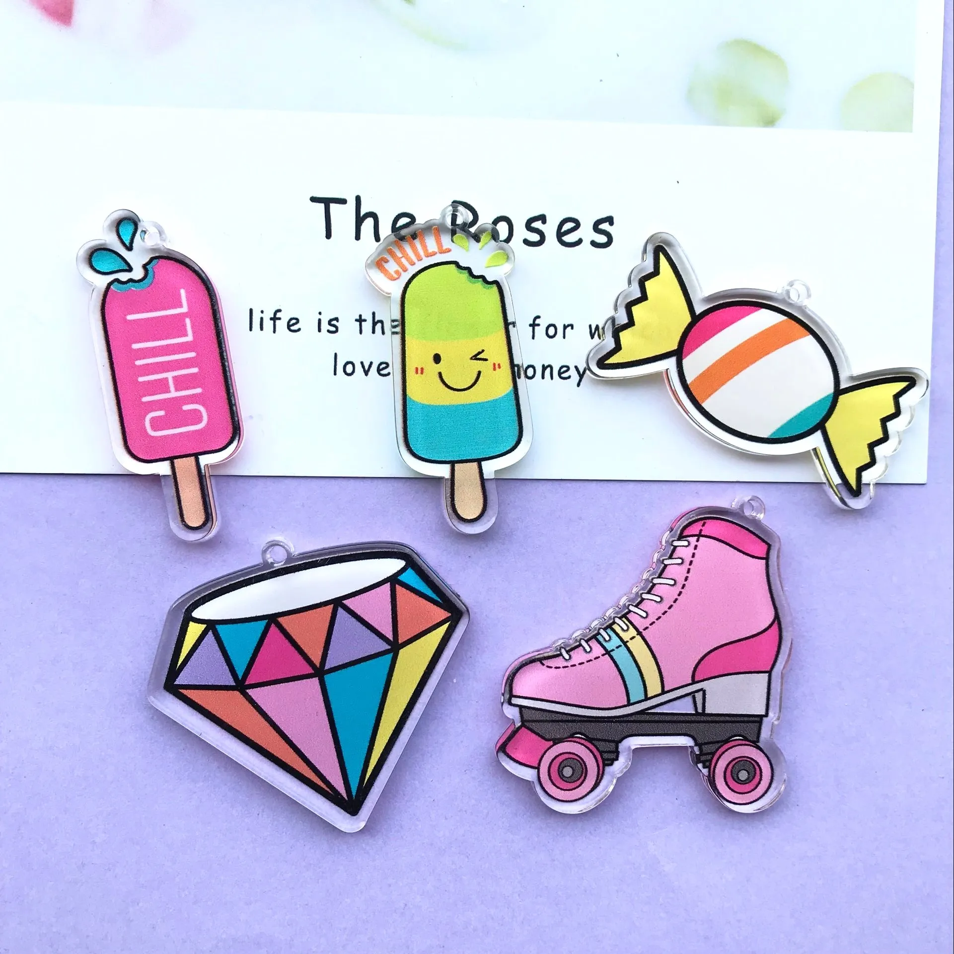 Новая прозрачная акриловая нашивка телефона DIY конфеты коньки с плоской задней