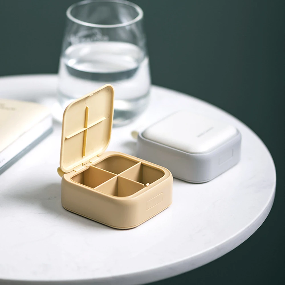

Portable Medicine Pill's Box Mini 4 Grids Storage Box Pill Organizer Waterproof Travel Pill Case Vitamins Diet Pills Container