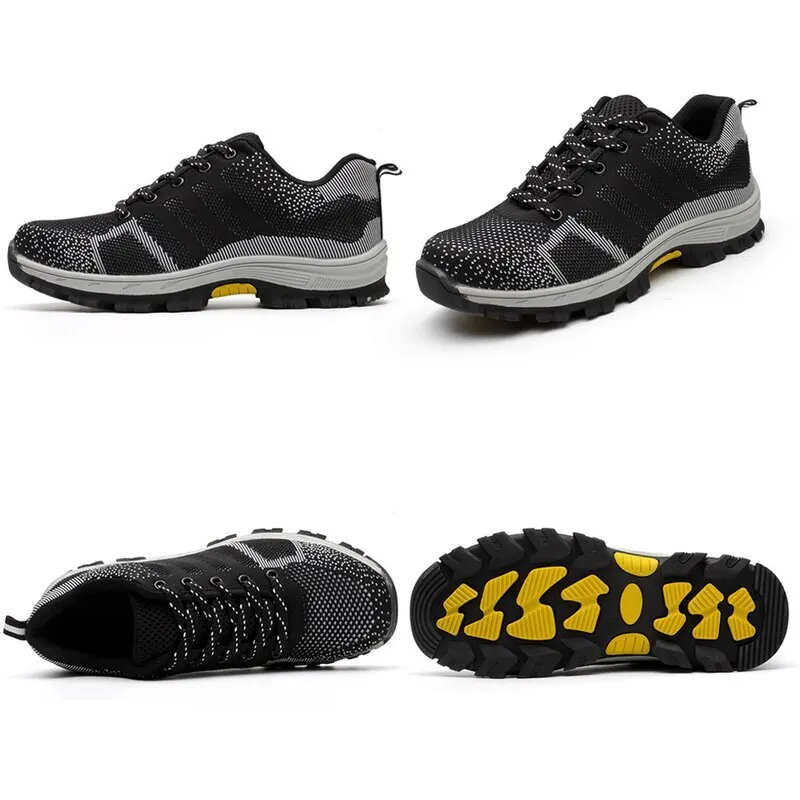 Новинка Мужская дышащая обувь со стальным носком Уличная противоскользящая