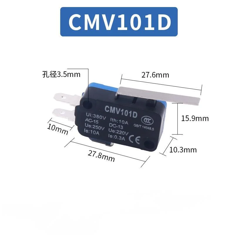 

10pcs miniature micro button limit travel switch with miniature long rod sliver contact 1NO 1NC selfret