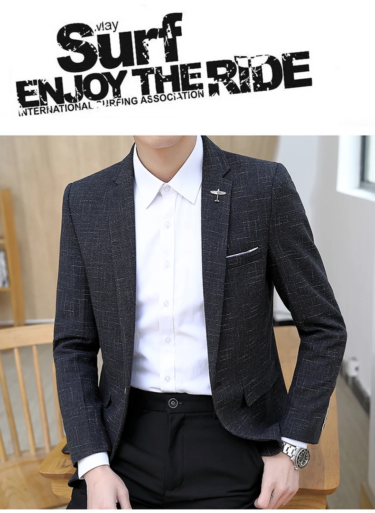 Красивый деловой мужской блейзер повседневный черный приталенный Блейзер