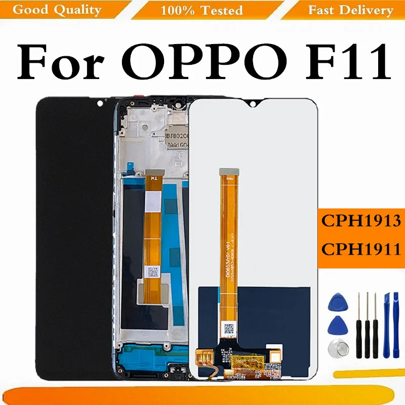 

Для OPPO F11 ЖК-дисплей Сенсорная панель дигитайзер в сборе для OPPO F11 LCD s CPH1913 CPH1911 Замена с рамкой