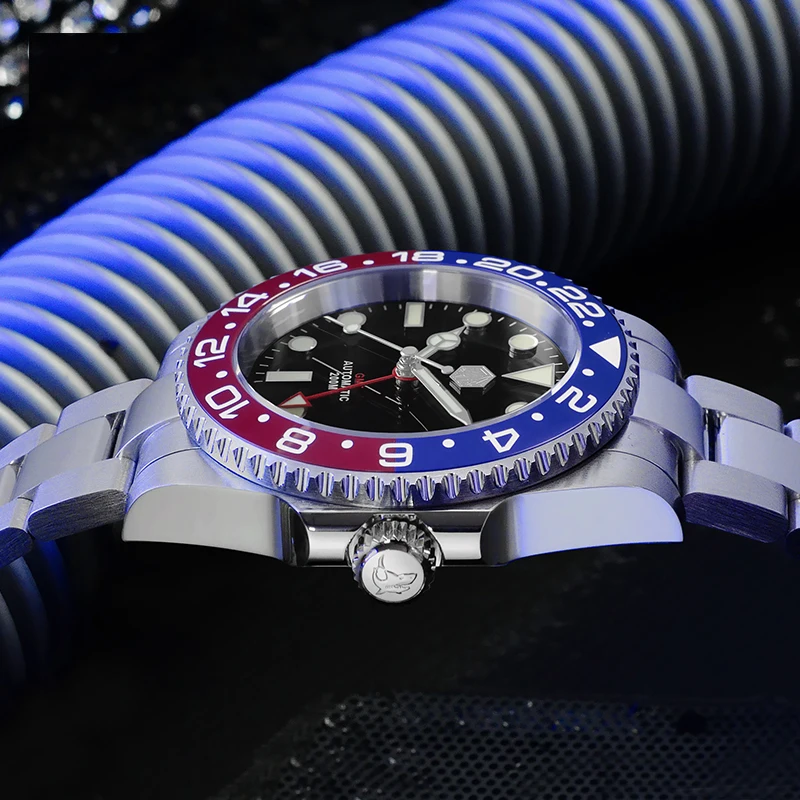 San Martin Мужские часы GMT автоматические Роскошные наручные для дайвера 20 бар