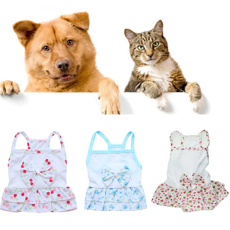 

Sweet Dog Sling Skirt Pet Supplies Sweet Cartoon Small Flower Print Pet Sling Skirt Summer Breathable Dogs Printed Sling Skirt