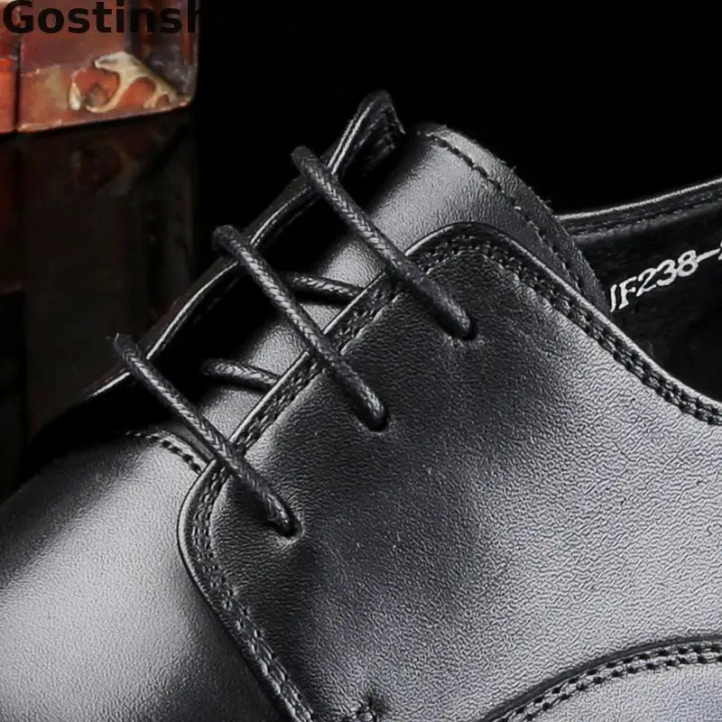 Мужские туфли в стиле Дерби черные модельные из натуральной коровьей кожи на