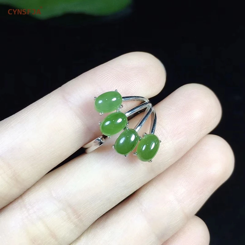 CYNSFJA, настоящее сертифицированное, натуральное, хотанская яшма, 925 пробы, серебро, ручной работы, хорошее ювелирное изделие, зеленый нефрит, кольца, регулируемые, лучшие подарки