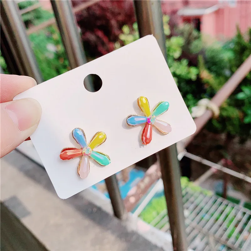 Игольчатые японские милые серьги в форме сердца и цветов для девочек сказочного