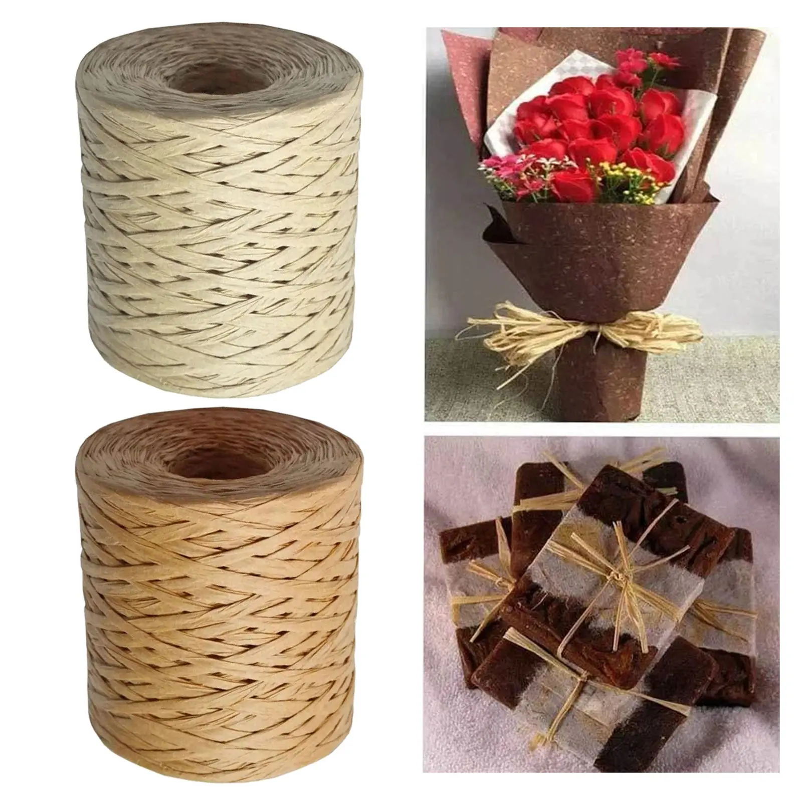 

200M Paper Raffia Ribbon Cord Craft Twine Rope String Craft DIY