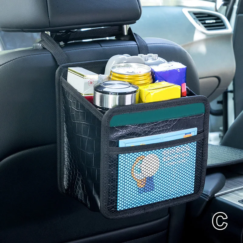 

Collapsible Car Seat Back Storage Bag Organizer Portable Car Storage Stowing Tidying PU Leather Auto Storage Box TT-best