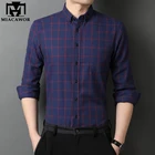 Мужская рубашка с длинным рукавом MIACAWOR, повседневная приталенная рубашка в клетку, на весну, C732