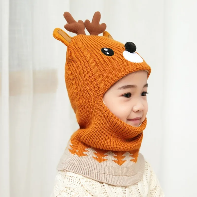 

2 To 6 Years Old Boy Girl Beanie Protect Neck Cartoon Animal Windproof Winter Child Knit Hat Kids Girl'S Earflap Caps Hat