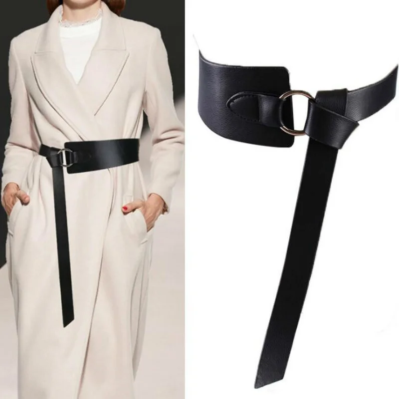 

New Wide PU Leather Corset Belt Female Tie Obi Thin Red Black Bow Leisure Belt for Ladides Wedding Dress Waistband Women's Belts