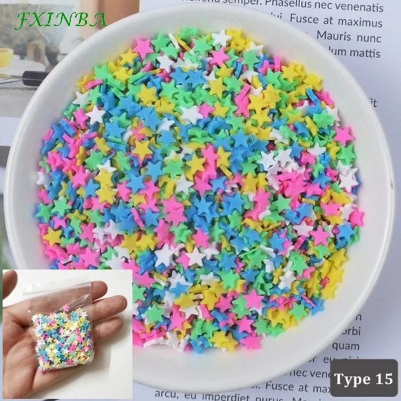 Type 15 FXINBA 10 г Fimo амулеты дополнение разбрызгивает слизь наполнитель пушистая клейкая масса Игрушки слизь Поставки аксессуары глина DIY ломтики торта десерт - Цвет: Type 15