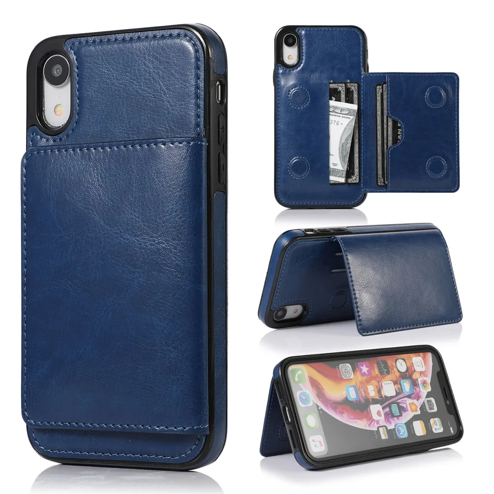 Blue ZhiYue BJ Чехол для Iphone Xr Xs Max 7 8 6 6s X Plus 5 5S Se держатель для кредитных карт кошелек Роскошный кожаный ударопрочный защитный чехол - Цвет: Blue ZhiYue BJ