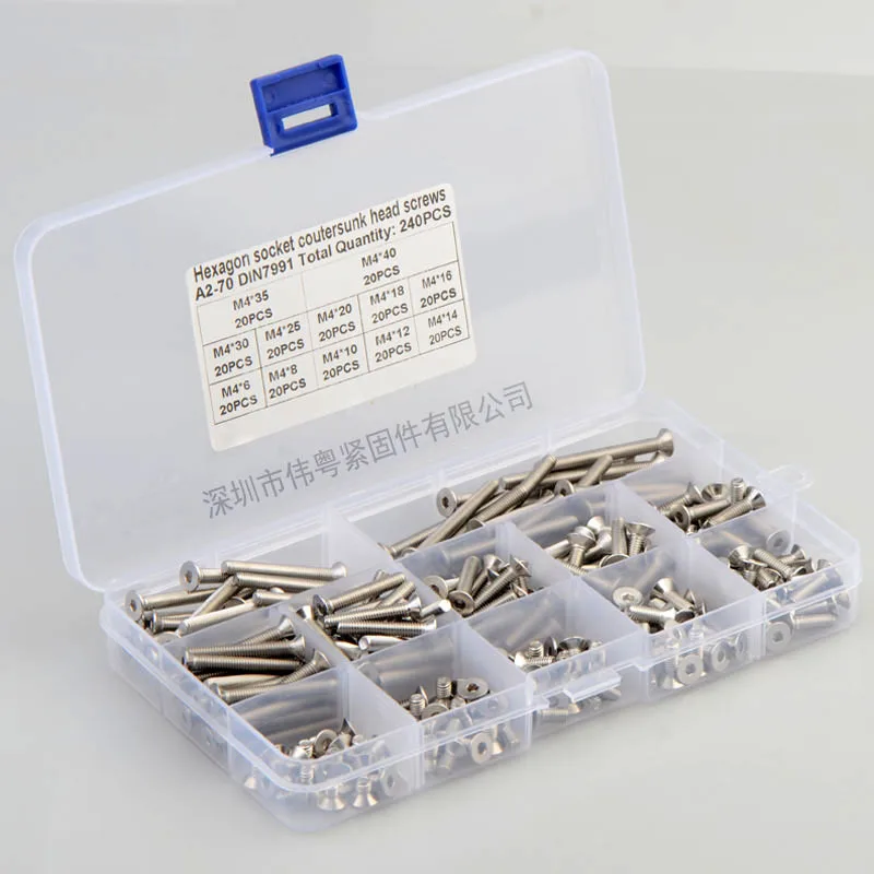 Набор комбинированных винтов с потайной плоской головкой и шестигранным